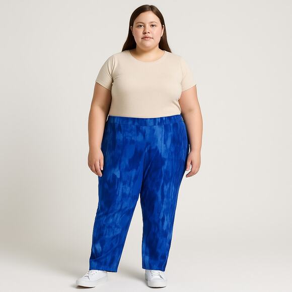 Isaac Mizrahi Live! Women’s Blue Tie-Dye Print Pants 2XLT Plus Size Stretch NWOT - Picture 1 of 6